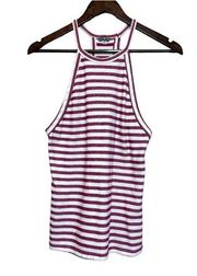 Poof Apparel Corporation Terry Cloth Tank Women's M Stripe Beach Summer Festival