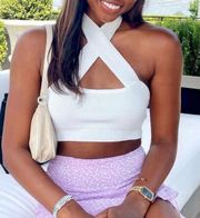 TWIST HALTER TOP WHITE