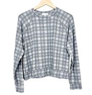 Beyond Yoga Gray Plaid Crewneck Sweater Sz M