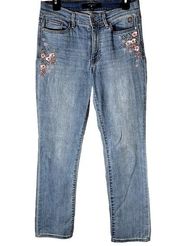 Tommy Hilfiger Jeans Women's Tribeca Floral Embroidered Skinny Blue Size 4