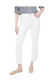 Mid-Rise Flare Crop White Stretch Denim Jeans Size 27