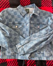 Checkard Blue Jean Jacket