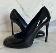 SAINT LAURENT YSL Black Patent Round Toe Heels Size 40/10