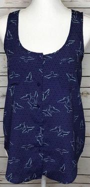 🌷Glam Brand Tank Navy Aqua Bird Print Size S