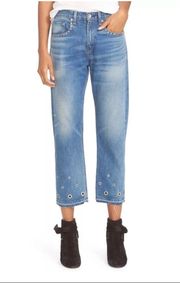 NWT $350 rag & bone Vintage High Rise Crop Jeans Hyfield Eyelet [ SZ 27 ]