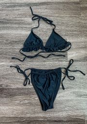 Black Triangle Ruffle Bikini Set