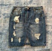 Highway Jeans Distressed Denim Pencil Skirt Size 11