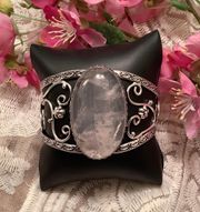 🌸 ROSE QUARTZ CUFF BRACELET BOHO CHIC BOHEMIAN CELTIC  GODDESS GEM PINK