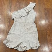 Intermix Taupe & Cream Striped One Shoulder Romper Size P