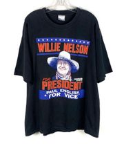 Vintage 2000 Willie Nelson For President Paul English Political Campaign Tee XL