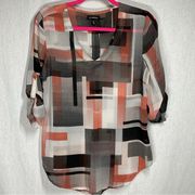 le chateau Black Orange Graphic Blouse in Small