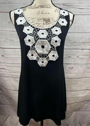 Slinky Brand small black sleeveless blouse with white pattern - 2264