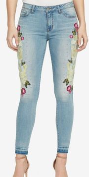 Ankle Skinny Floral Embroidered Jeans