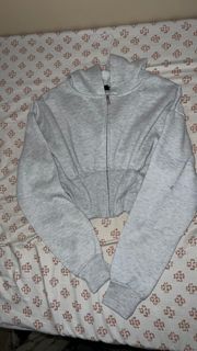 cropped gray zip up