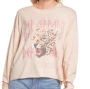 Daydreamer Long Sleeve Crop Top Def Leppard Pink Medium