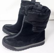 Lands End Womens Winter Snow Commuter Boots Black Suede