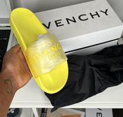 Men's Size 8  BNWT Yellow Logo Slides