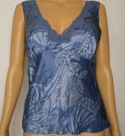 Kenneth Cole Silk V Neck Lace Cami Tank Blouse Top