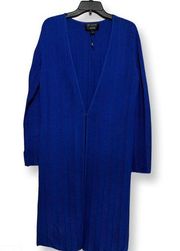 St. John Womens Architectural Ottoman Cardigan Sweater Blue V Neck Jacket 4 New