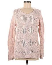 American Eagle  Soft Pastel Pink Crew Neck Cable Knit Sweater size Medium