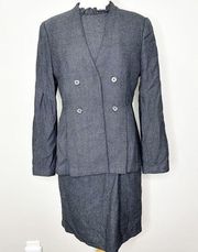 Rebecca Taylor Charcoal Tweedy Wool Silk Dress Blazer Set