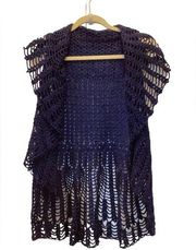Beautiful unique handmade Crochet vest One Size blue with sparkles.