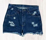 Vintage Rustler Blue Distressed Jean Shorts SZ 31