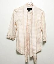 Kardashian Kollection Hounds Tooth Pink White Bow Blouse