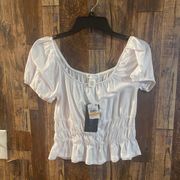 NWT  women's ruffled cropped blouse size small bright white