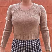 Ambiance Apparel Light Brown Crop Sweater