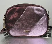 DUNE London Pink Metallic Leather Color-block  Crossbody Disco Camera Bag Purse