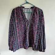 [Marie Oliver] Purple Hendrix Confetti Print Blouse- Size Large