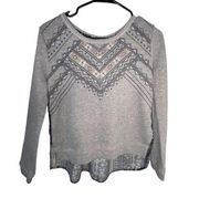 Miss Me Crewneck Patterned Sweater With Embroidery and Beading