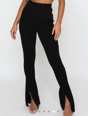 White Fox Make A Move Pants Women's Small Split Flare Leg Pull On Black Y2K