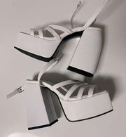 White platform heels