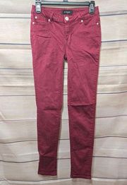 CP Jeans Burgundy Mid-Rise Stretch Colored Denim Women's Skinny Jeans Size 5