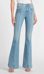 High Waisted Seamed Slim Flare Jeans