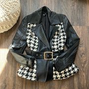 Bebe Leather Houndsooth Jacket