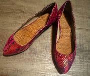 Kenneth Cole cork flats metallic snake print pink, gold size 7.5 preowned