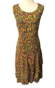 Style & Co Fun early 2000s Sleeveless Midi dress rainbow color chiffon size 16