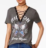 NWT Easy Rider Lace Up Graphic Tee Shirt