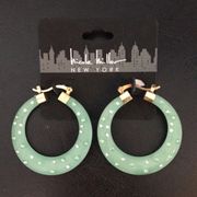 Nicole Miller Mint Resin Gold & Crystal Hoops