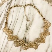 Aldo Necklace Mesh Gold Beaded Chain Link Chunky Statement Glam Maximalist