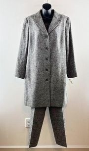 Talbots Wool Matching Blazer and Pant Suit Set Gray 16