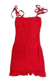 Red Smocked Mini Dress