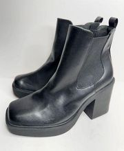 MIA Boots Size 7 Womens Faux Leather Chelsea Block Heel Black