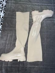 Brand New Beige Over The Knee Boots