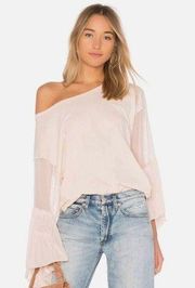 Free People Still Got It Mesh Bell Sleeve Top pink