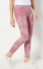 "As Is"  SG Sport Regular Printed Contour Knit Crop Leggings Dusty Rose