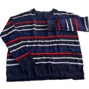 Court & Rowe Sweater Womens Small Amelia Black Red Blue Stripe Oversized Slouchy